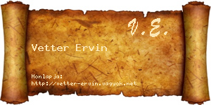 Vetter Ervin névjegykártya